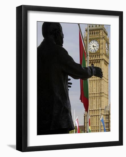 Nelson Mandela Statue and Big Ben, Westminster, London, England, United Kingdom, Europe-Jeremy Lightfoot-Framed Photographic Print