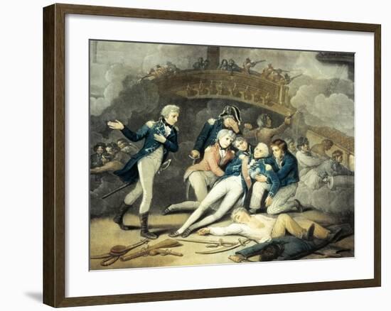 Nelson Mortally Wounded at Trafalgar in 1805, Napoleonic Wars, Spain-null-Framed Giclee Print