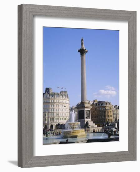Nelson's Column and Fountains, Trafalgar Square, London, England, UK-Roy Rainford-Framed Photographic Print