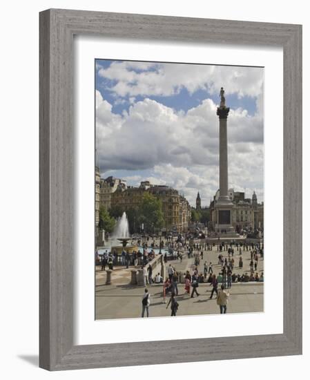 Nelsons Column in Trafalgar Square, with Big Ben in Distance, London, England, United Kingdom-James Emmerson-Framed Photographic Print