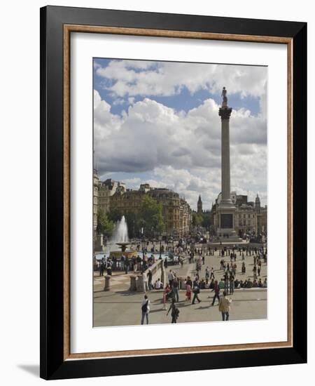 Nelsons Column in Trafalgar Square, with Big Ben in Distance, London, England, United Kingdom-James Emmerson-Framed Photographic Print