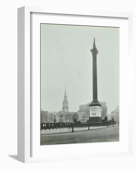 Nelsons Column with National Service Recruitment Poster, London, 1939-null-Framed Photographic Print