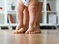 Portrait of Mother and Baby Legs. First Steps.-nenetus-Photographic Print