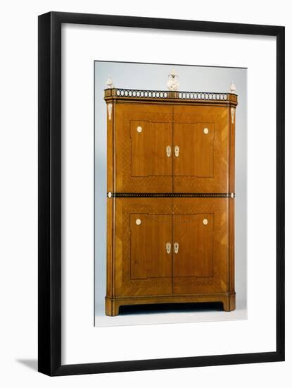 Neoclassical Style Cherry Wood Collector's Cabinet with Veneer Finish, Piedmont or France-null-Framed Giclee Print