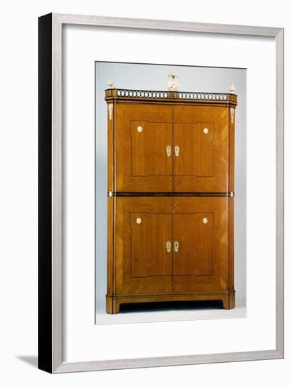 Neoclassical Style Cherry Wood Collector's Cabinet with Veneer Finish, Piedmont or France-null-Framed Giclee Print