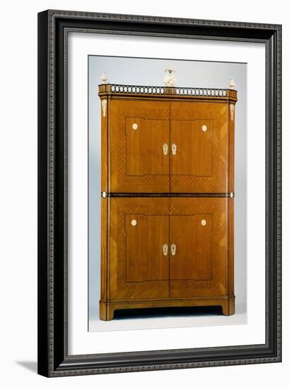 Neoclassical Style Cherry Wood Collector's Cabinet with Veneer Finish, Piedmont or France-null-Framed Giclee Print