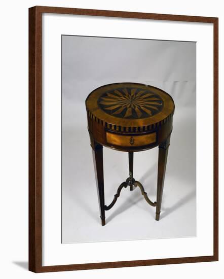 Neoclassical Style Piedmont Drum Table with Geometric Inlays, Italy-null-Framed Giclee Print