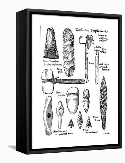 Neolithic Implements of Stone, Flint and Horn, C1890-null-Framed Premier Image Canvas