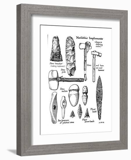 Neolithic Implements of Stone, Flint and Horn, C1890-null-Framed Giclee Print