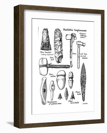 Neolithic Implements of Stone, Flint and Horn, C1890-null-Framed Giclee Print