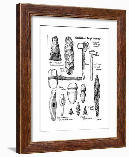 Neolithic Implements of Stone, Flint and Horn, C1890-null-Framed Giclee Print