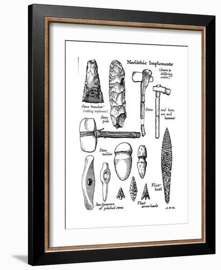 Neolithic Implements of Stone, Flint and Horn, C1890-null-Framed Giclee Print