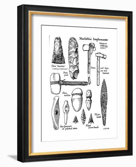 Neolithic Implements of Stone, Flint and Horn, C1890-null-Framed Giclee Print