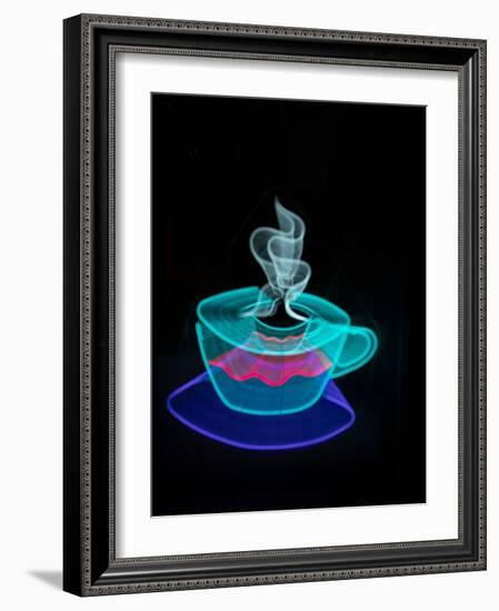 Neon coffee cup sign-Merrill Images-Framed Photographic Print