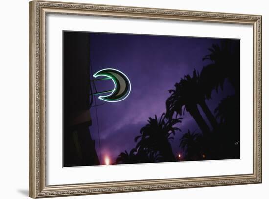 Neon Crescent Moon Above Pharmacy-Paul Souders-Framed Photographic Print