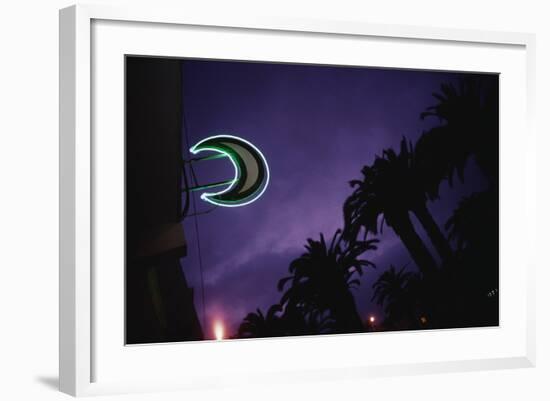 Neon Crescent Moon Above Pharmacy-Paul Souders-Framed Photographic Print