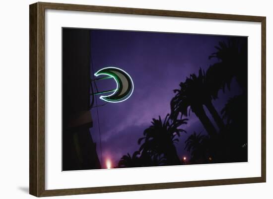 Neon Crescent Moon Above Pharmacy-Paul Souders-Framed Photographic Print