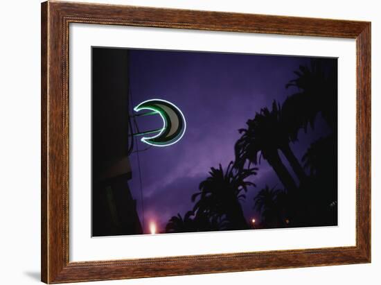 Neon Crescent Moon Above Pharmacy-Paul Souders-Framed Photographic Print