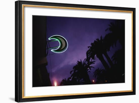 Neon Crescent Moon Above Pharmacy-Paul Souders-Framed Photographic Print