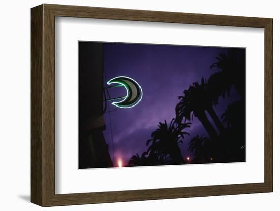 Neon Crescent Moon Above Pharmacy-Paul Souders-Framed Photographic Print