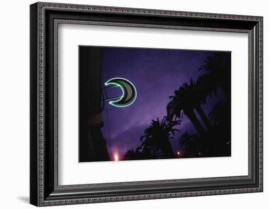 Neon Crescent Moon Above Pharmacy-Paul Souders-Framed Photographic Print