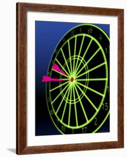 Neon Darts and Dartboard-null-Framed Photographic Print