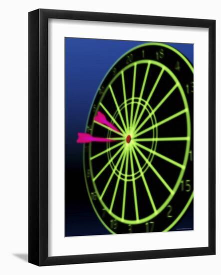 Neon Darts and Dartboard-null-Framed Photographic Print