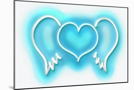 Neon Heart Wings AW-Hailey Carr-Mounted Art Print