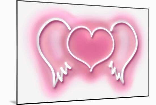 Neon Heart Wings PW-Hailey Carr-Mounted Art Print