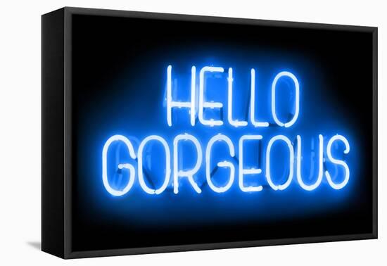 Neon Hello Gorgeous BB-Hailey Carr-Framed Stretched Canvas