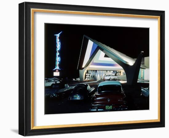 Neon Lights Glowing Outside Bowlero Lanes Bowling Alley, San Diego, California, 1958-Ralph Crane-Framed Photographic Print