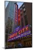 Neon lights of Radio City Music Hall at Rockefeller Center, New York City, New York-null-Mounted Photographic Print