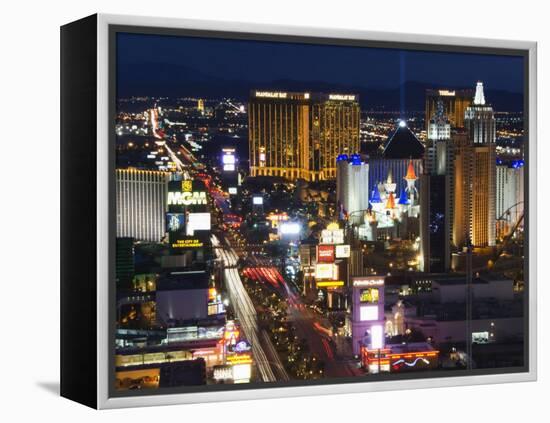 Neon Lights of the The Strip at Night, Las Vegas, Nevada, United States of America, North America-Kober Christian-Framed Premier Image Canvas