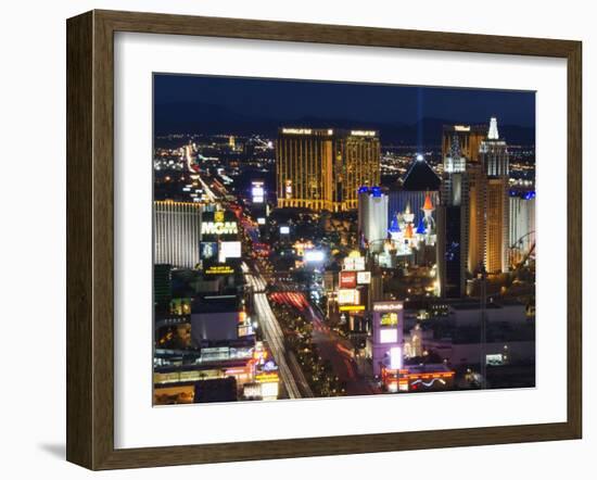 Neon Lights of the The Strip at Night, Las Vegas, Nevada, United States of America, North America-Kober Christian-Framed Photographic Print