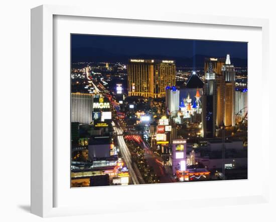 Neon Lights of the The Strip at Night, Las Vegas, Nevada, United States of America, North America-Kober Christian-Framed Photographic Print