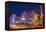 Neon Lights on Las Vegas Strip at Dusk with Car Headlights Leaving Streaks of Light-Eleanor Scriven-Framed Premier Image Canvas