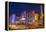 Neon Lights on Las Vegas Strip at Dusk with Car Headlights Leaving Streaks of Light-Eleanor Scriven-Framed Premier Image Canvas