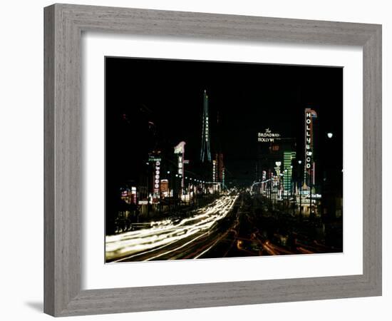 Neon Lights Shining in Hollywood-Ralph Crane-Framed Photographic Print