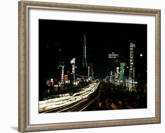 Neon Lights Shining in Hollywood-Ralph Crane-Framed Photographic Print