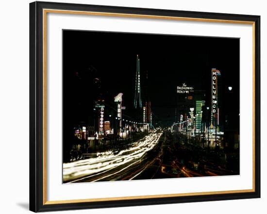 Neon Lights Shining in Hollywood-Ralph Crane-Framed Photographic Print