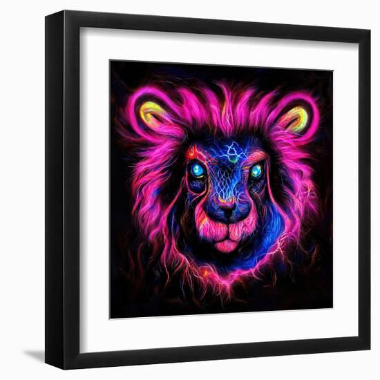 Neon Lion-null-Framed Art Print