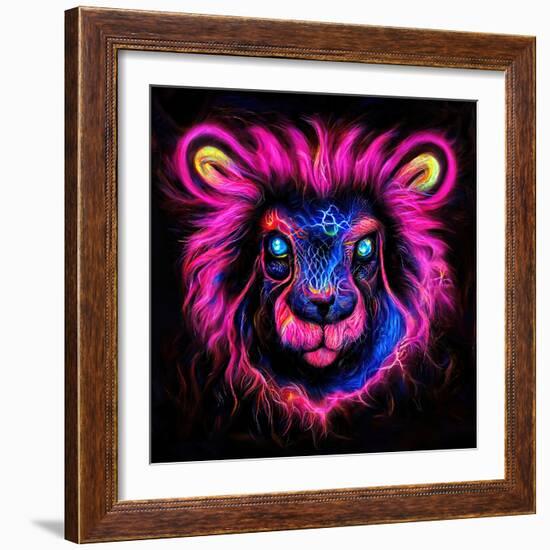 Neon Lion-null-Framed Art Print