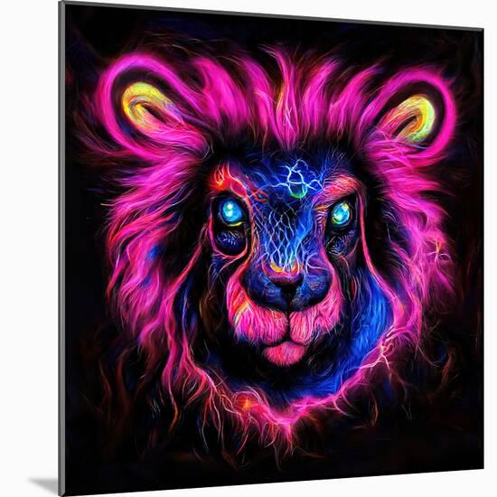 Neon Lion-null-Mounted Art Print