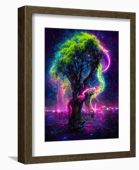 Neon Oak Tree-null-Framed Premium Giclee Print