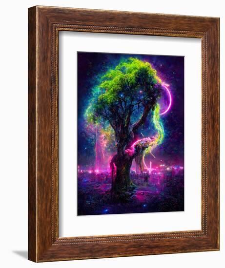 Neon Oak Tree-null-Framed Premium Giclee Print