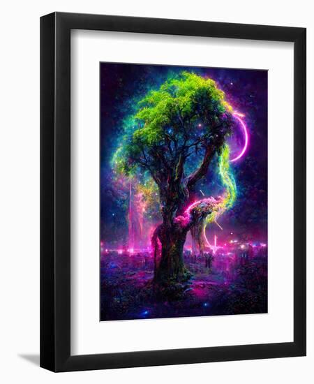 Neon Oak Tree-null-Framed Premium Giclee Print