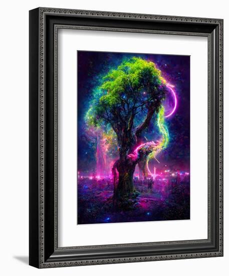 Neon Oak Tree-null-Framed Premium Giclee Print
