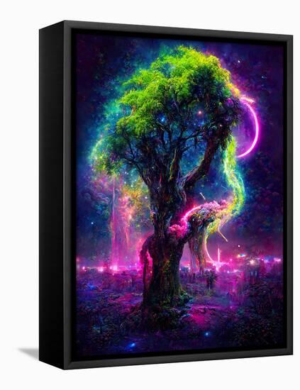 Neon Oak Tree-null-Framed Stretched Canvas