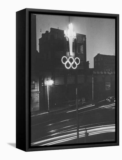 Neon Olympic Symbol in Melbourne-John Dominis-Framed Premier Image Canvas