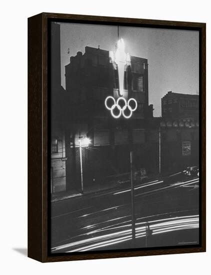 Neon Olympic Symbol in Melbourne-John Dominis-Framed Premier Image Canvas